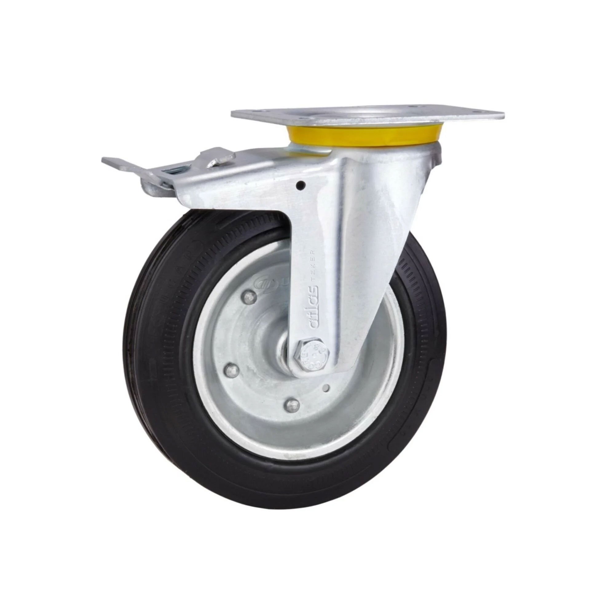 Masura Rulmanlı Kauçuk Tekerlek (Frenli, Çelik Jantlı, Döner Maşalı)