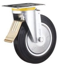 Çelik Jant Frenli Kauçuk Tekerlek (Burçlu, Döner Maşa)