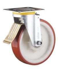 Frenli Poliamid Döner Tekerlek (Rulmanlı, Poliüretan Kaplama)