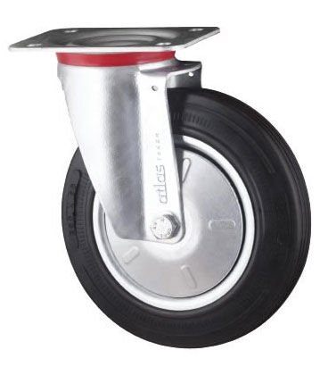 Döner Başlıklı Kauçuk Tekerlek (Kapaklı Çelik Jant, Burçlu)